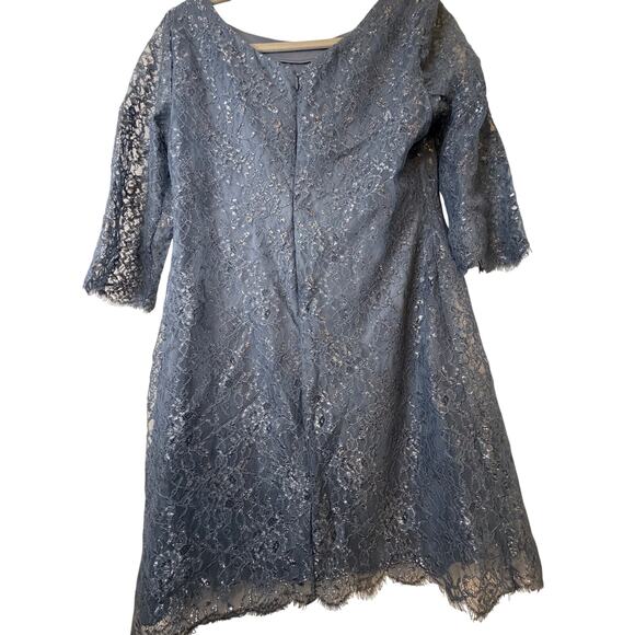 Calvin Klein Blue Lace Sparkle Cocktail Dress - Size P - Picture 4 of 12